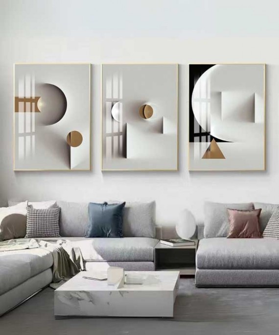 Gold Frame 60*90 Cm White Crystall Painting Decoration For Living Room And Kitchen
